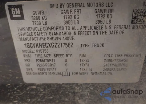 2016 Chevrolet Silverado 1500 Wt from USA, damaged, VIN 1GCVKNECXGZ217562